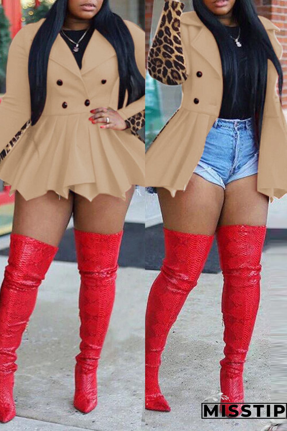 White Fashion Casual Print Patchwork Turndown Collar Long Sleeve Dresses