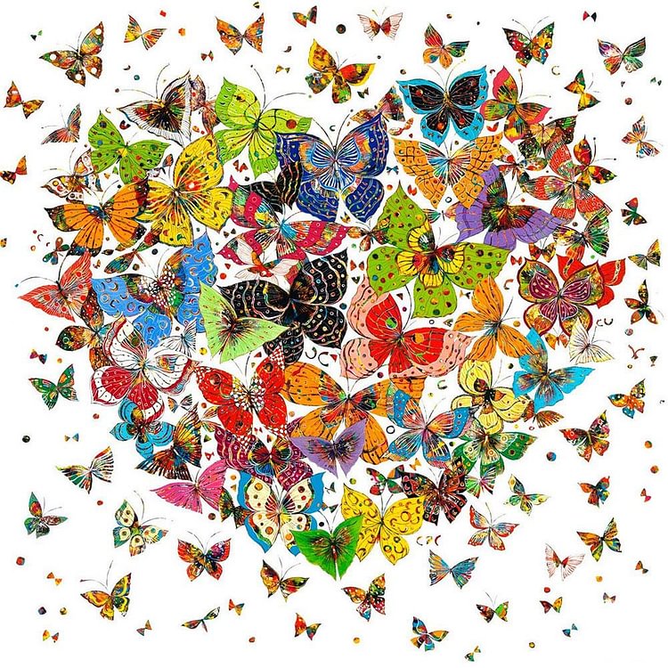 Coeur de Papillon - Complète Rond / Carré Peinture au Diamant  30x30cm