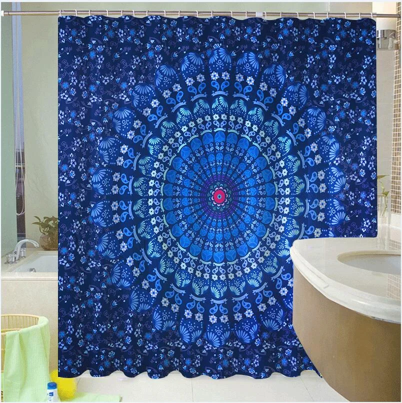 Mandala Shower Curtain Waterproof Floral Bohemian Bath Accessories for Bathroom Waterproof Fabric Shower Curtain