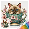 Stamped Cross Stitch Kit for Adults Cherry Blossom Flower Cup Cat 14CT 30x30cm tapestrymarket