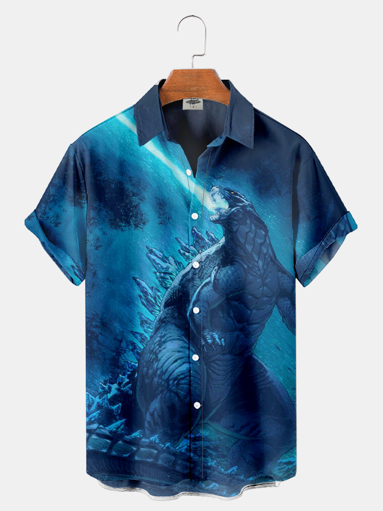 Men's Classic Monster Print Shirt PLUSCLOTHESMAN