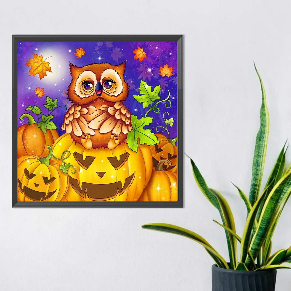 Diamond Painting - Full Round Drill - Owl Pumpkin(Canvas|30*30cm)