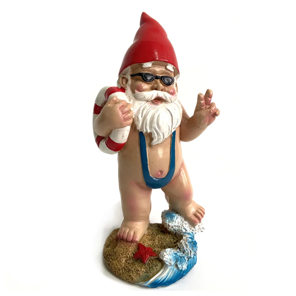 3D Swimming Dwarf Sculpture Garden Gnome Resin Doll Figurines Decoration