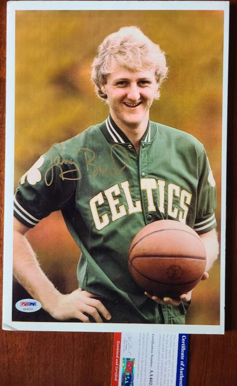 Larry Bird PSA DNA Coa Signed 9x13 Photo Poster painting Autograph