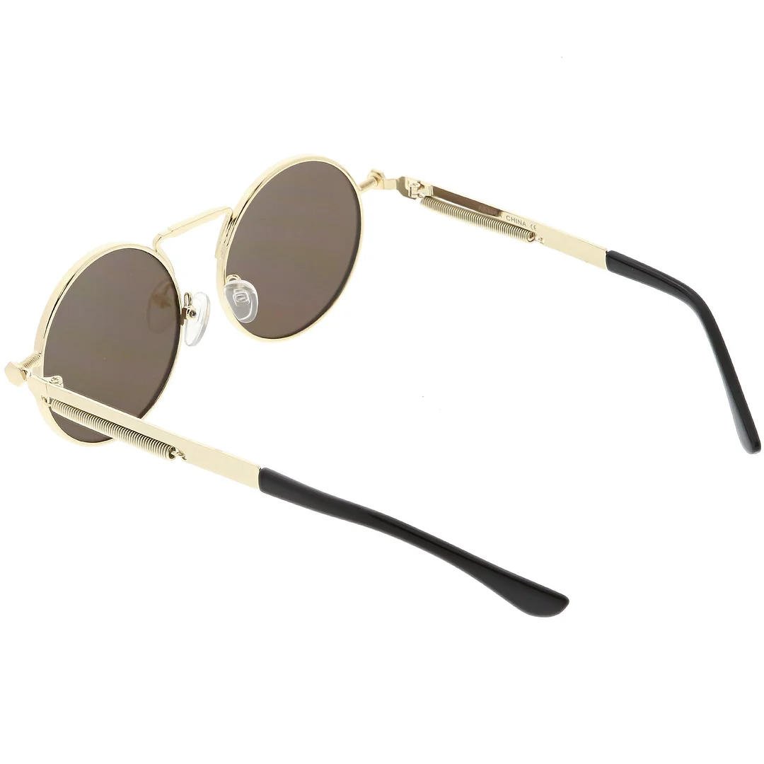 Modern Steampunk Circle glasses Unique Nose Piece Flat Lens 49mm