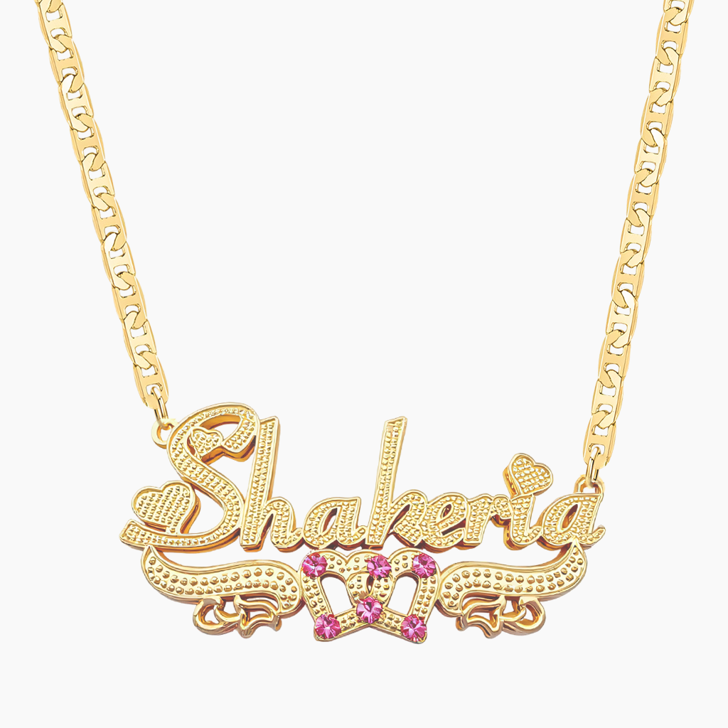 Custom Birthstone Gold Name Necklace
