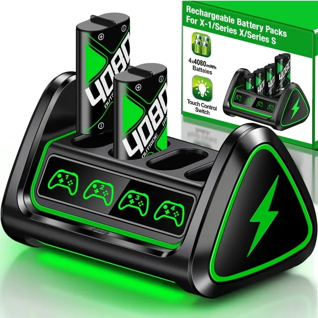 复制Xbox Controller Charger, QQV Dual Charging Station with 2x5520mWh Rechargeable Battery Packs for Xbox One/Series X|S /Elite Controller Accessories