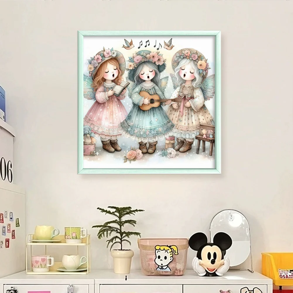 DIY Stamped Cross Stitch 11CT Full Embroidery 50*50cm - Angel Choir Playing Guitar