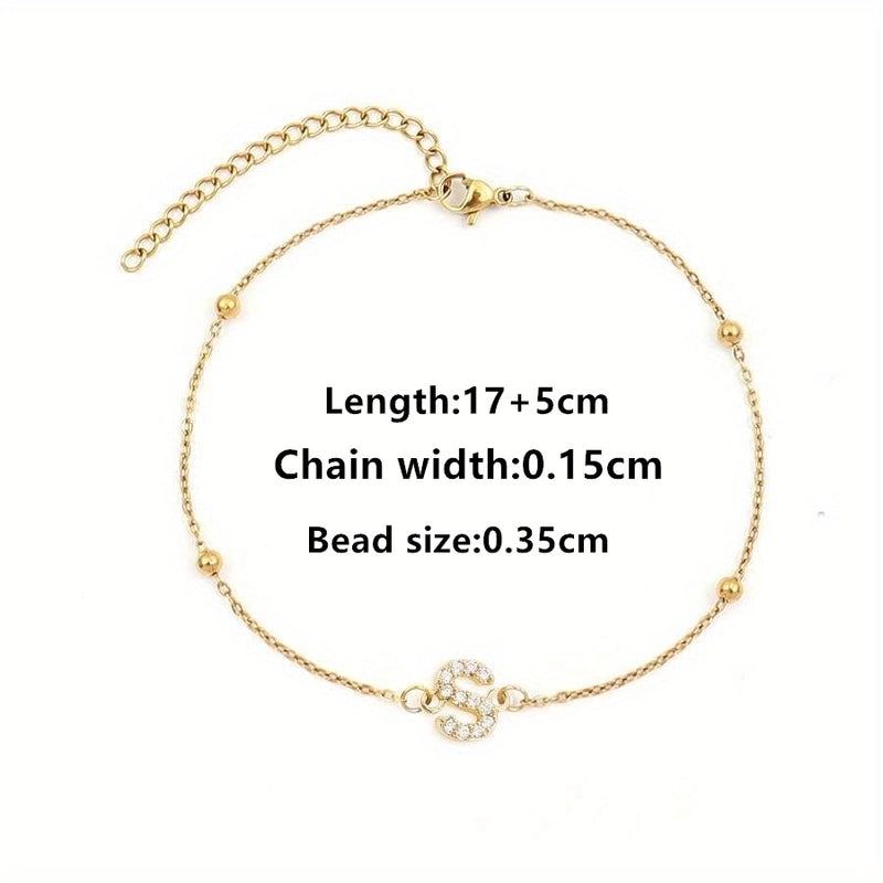 Elegant Minimalist Letter 201 Stainless Steel 304 Stainless Steel Zircon Bracelets In Bulk