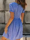 Retro Floral Print V-Neck Button A-Line Mini Dress