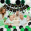Birthday Decorations, Happy Birthday Banner with Birthday Balloons, Honeycomb Balls, Hanging Swirls, Circle Dots Garland, Happy Birthday Party Decorations for Women Men Boys Girls (Green&Black)