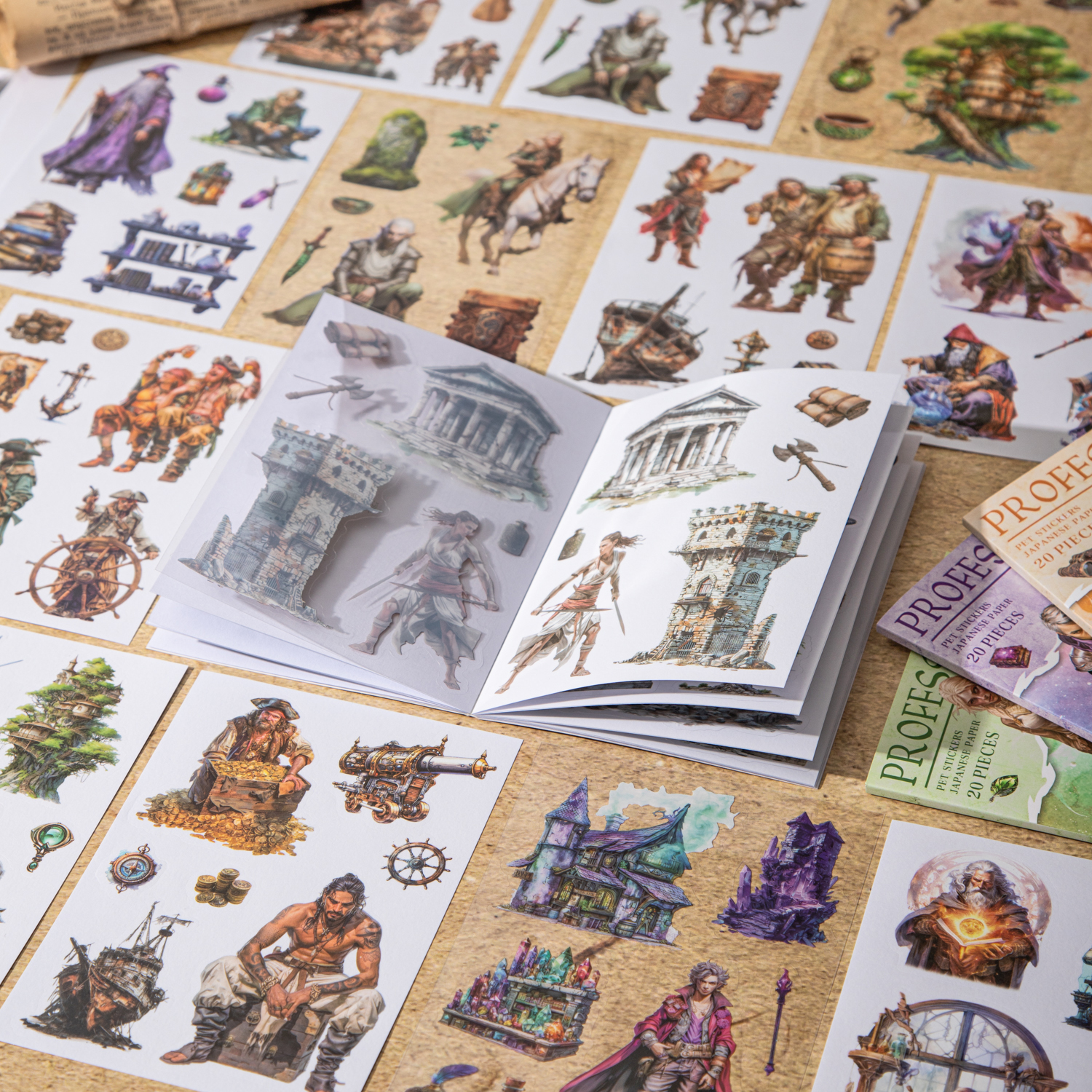 스티커북 - 판타지 전문가 노트 시리즈 빈티지 캐릭터 풍경