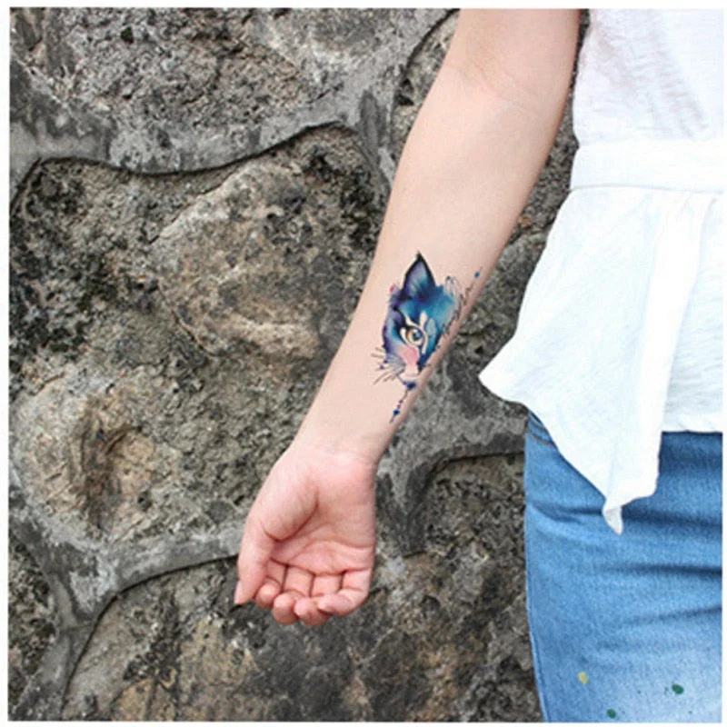 Temporary Tattoo sticker Alice In Wonderland Cheshire Cat Ink painting watercolor flash tatoo fake tatto for men women