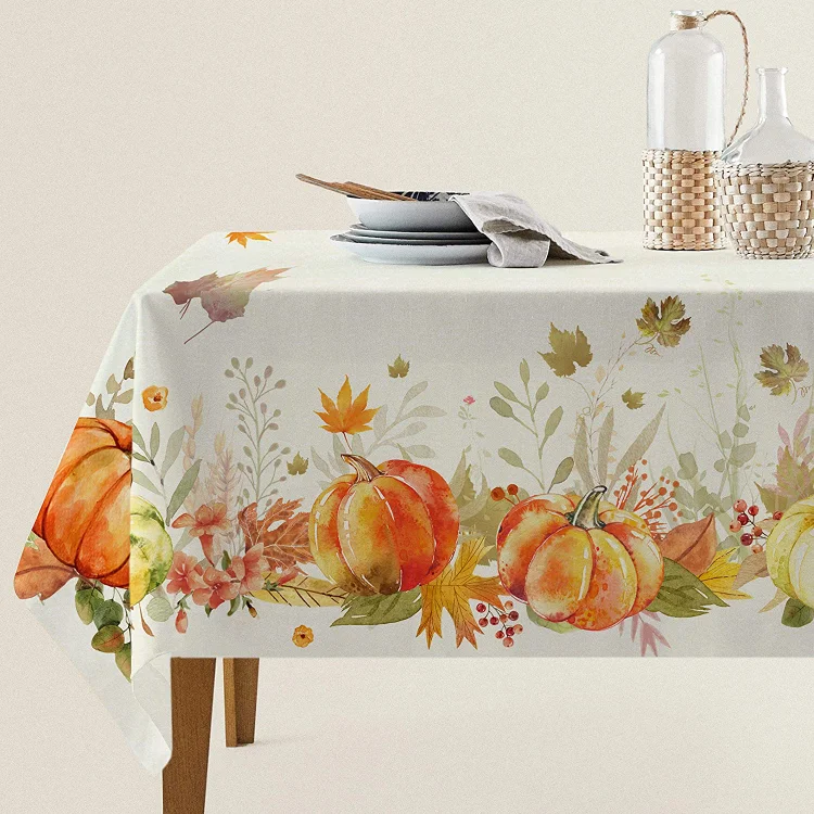 Autumn Maple Leaves Thanksgiving Rectangle Tablecloth Holiday Party Decorations Waterproof Table Cover for Dining Table Decor