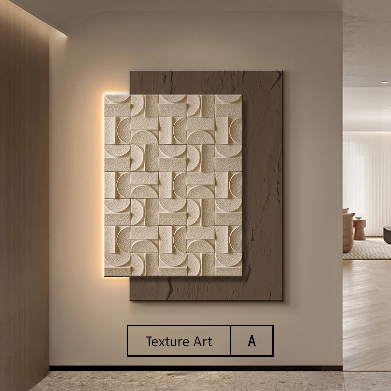 Living room wall art sofa background wall 2025 New hanging painting light luxury glowing wall lamp entrance decorative painting