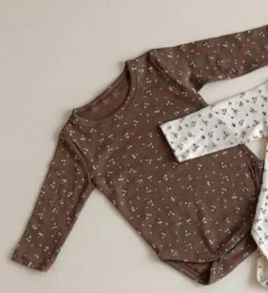 Korean Baby Girls Clothes 2020 Spring Summer Baby Clothing Cotton Camisole and Floral Bodysuits Dress Rompers Cap