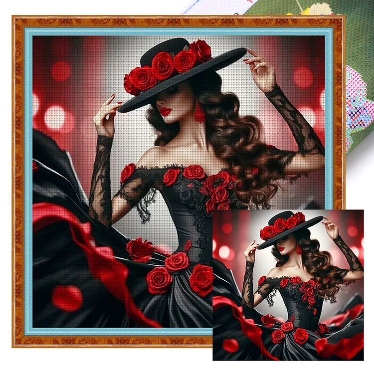 【Yishu Brand】Girl Wearing A Flower Hat (45*45cm) 11CT Stamped Cross Stitch gbfke