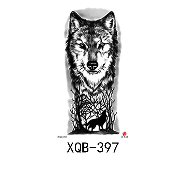 Small Full Arm Waterproof Tattoo Sticker Half Arm Arm Fierce Animal Arm Lasting European and American Tattoo Sticker