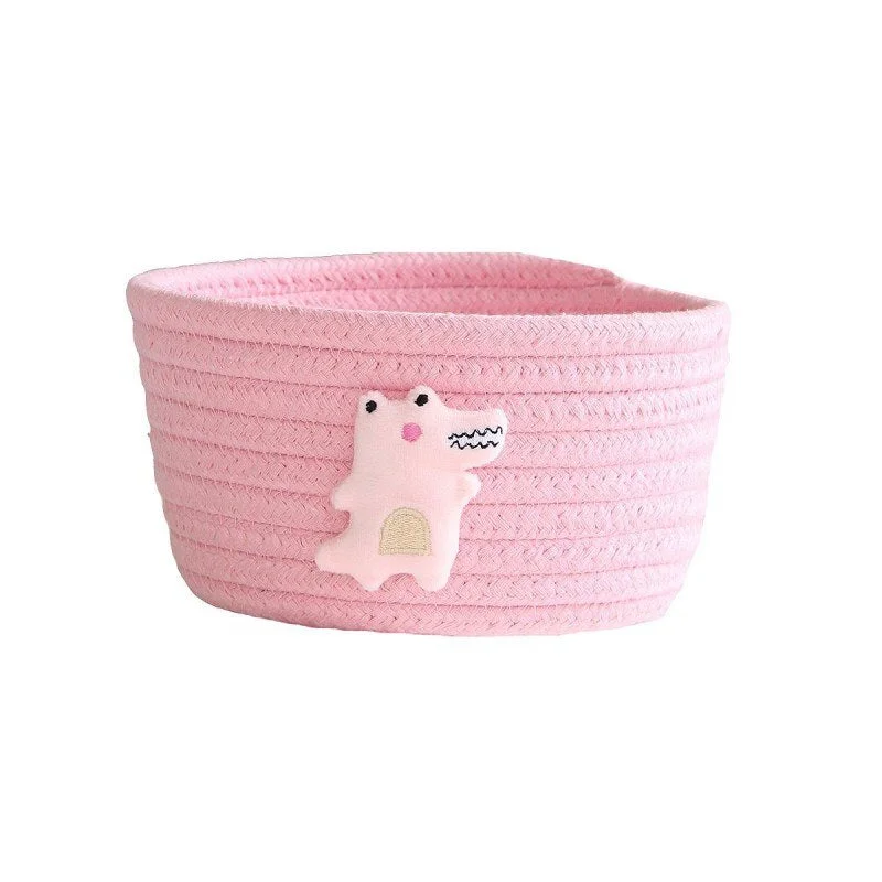 Cotton Rope Storage Baskets With Animals Shape Baby Dirty Clothes Laundry Basket Handmade Weaving Desktop Sundries Organizer Box