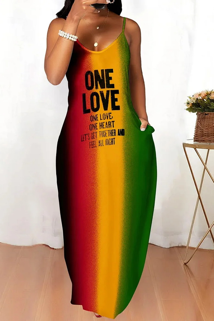 Plus Size Vacation Rainbow Casual All Over Print Pocket Maxi Dresses 2024 - Xpluswear