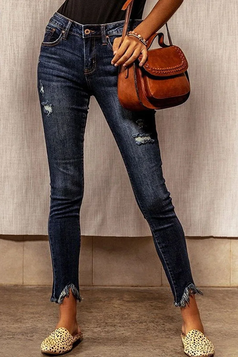Denim Ripped Skinny Pants