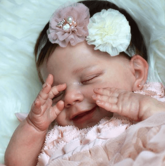 Lifelike Smile Sunny 15'' Realistic Sweet Reborn Baby Girl Doll Rhea With Dimples with “Heartbeat” and Sound