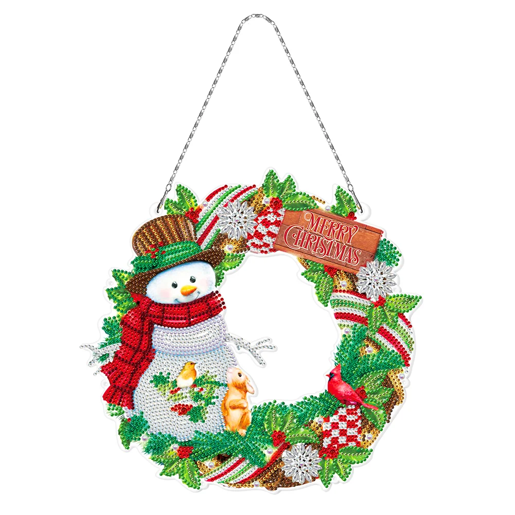 5D DIY Hanging Christmas Flower Wreath Resin Painting Kit