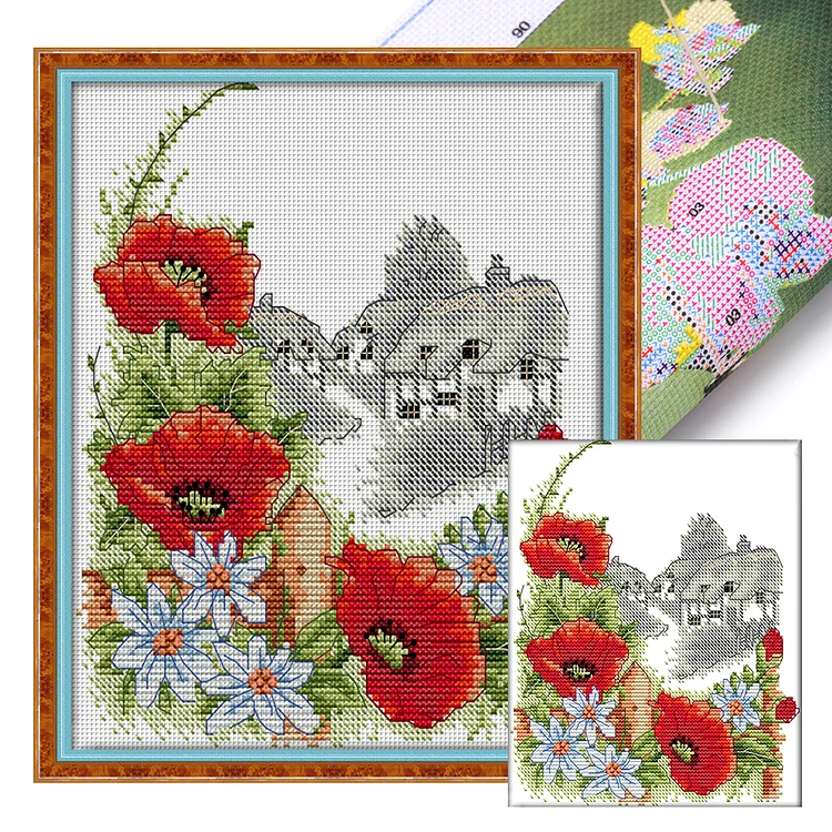 Joy Sunday Flowers Of Four Seasons - Printed Cross Stitch 14CT