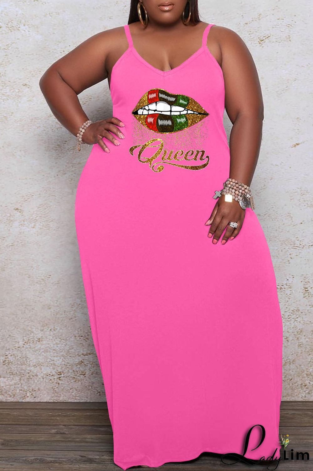 Black Casual Print Split Joint Spaghetti Strap Sling Dress Plus Size Dresses