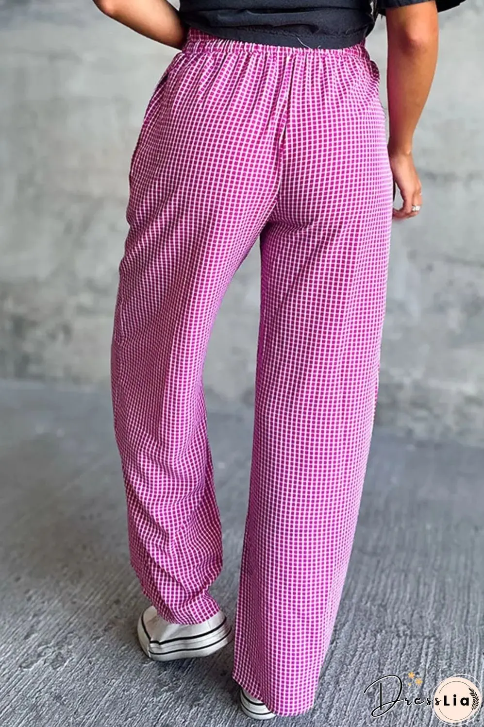 Plaid Wide Leg Pants with Pockets