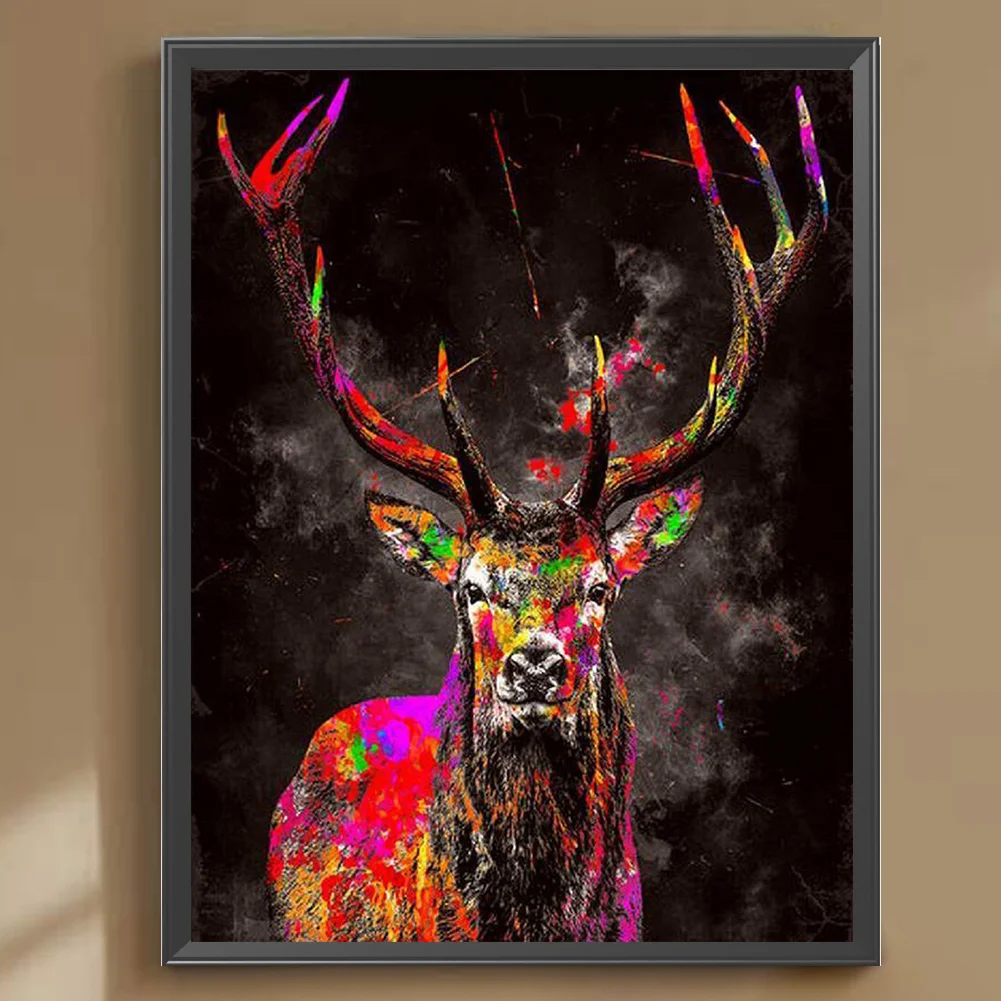 Full Round Diamond Painting 30*40cm - Splash Paint Elk
