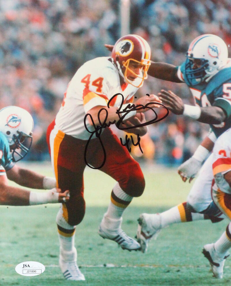 John Riggins Signed Washington Team Rushing Vs Dolphins 8x10 Photo Poster painting- JSA *Black