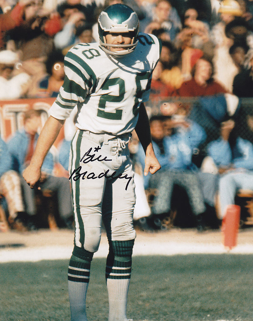 BILL BRADLEY PHILADELPHIA EAGLES ACTION SIGNED 8x10