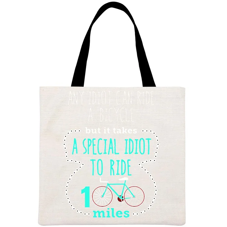 A Special Idiot To Ride 100 Miles Printed Linen Bag-Annaletters