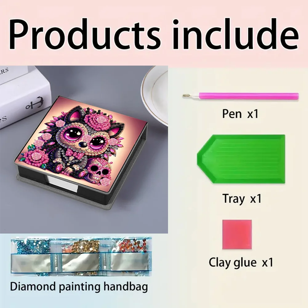PU 5D Diamond Painting Kit Note Box DIY Diamond Art Notepad Box (V)