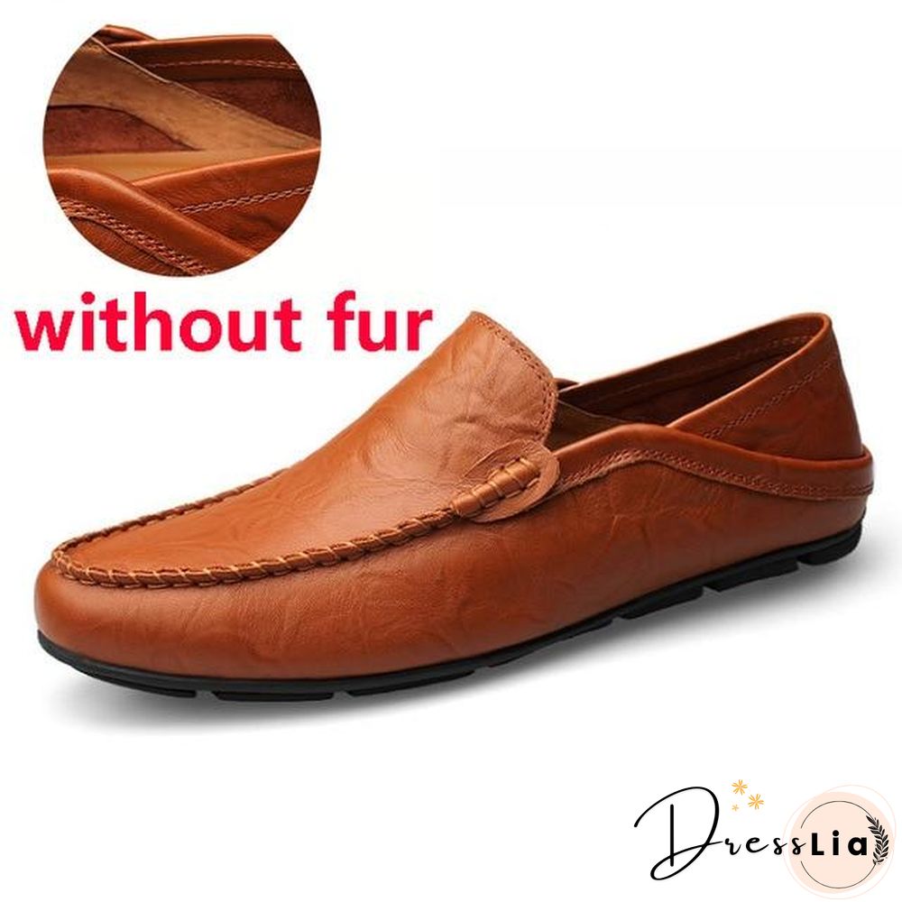 slip on casual men loafers mens moccasins shoes genuine leather men's flats shoes
