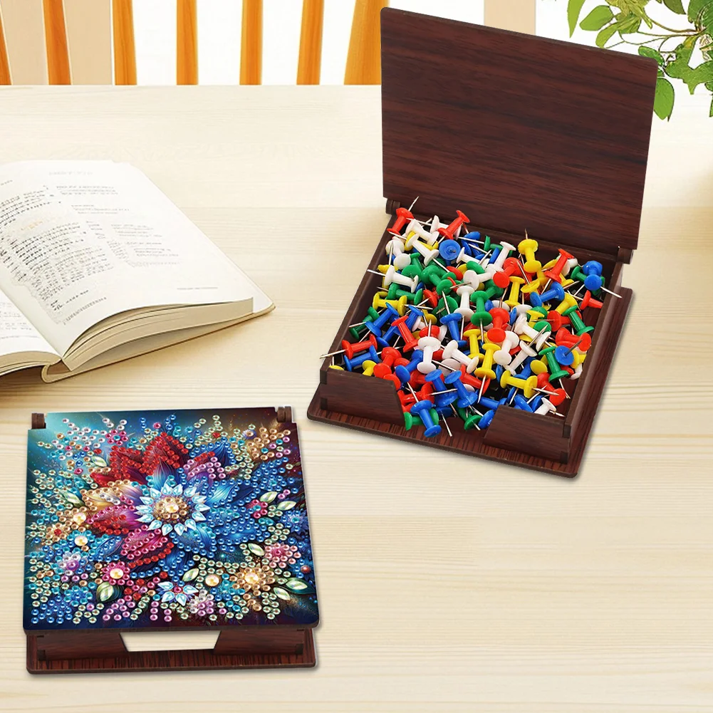 Wood Flower Diamond Painting Memo Pad Holder Mosaic Kit for Home Office