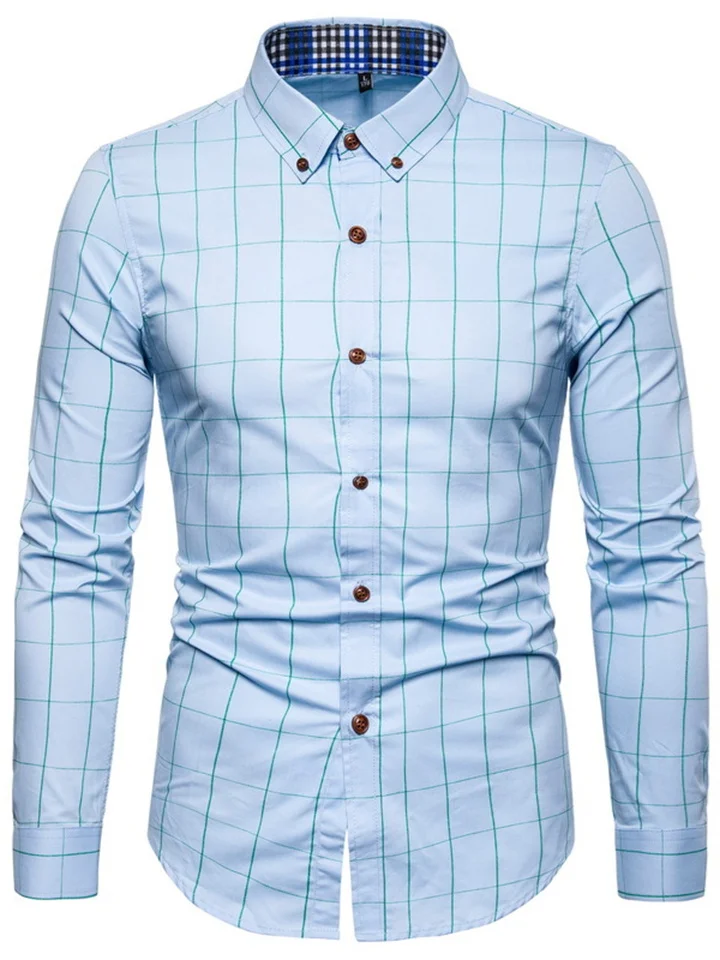 Men's Long Sleeve Shirt Fashion Shirt White Khaki Blue Green Red Gray-Cosfine
