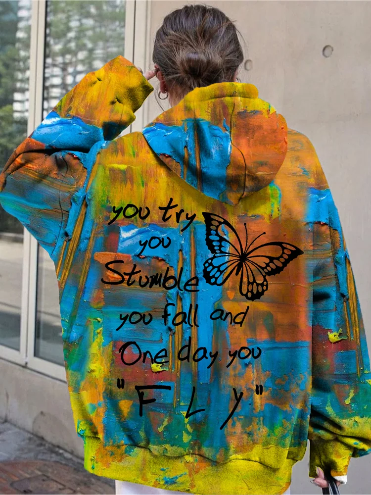 You try You Stumble You  Fall And One Day You Fly Art Hoodie