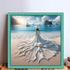(Multi Style)Girl In Beach Skirt-Full Embroidery 3 Strands 11CT Stamped Cross Stitch-40*40CM