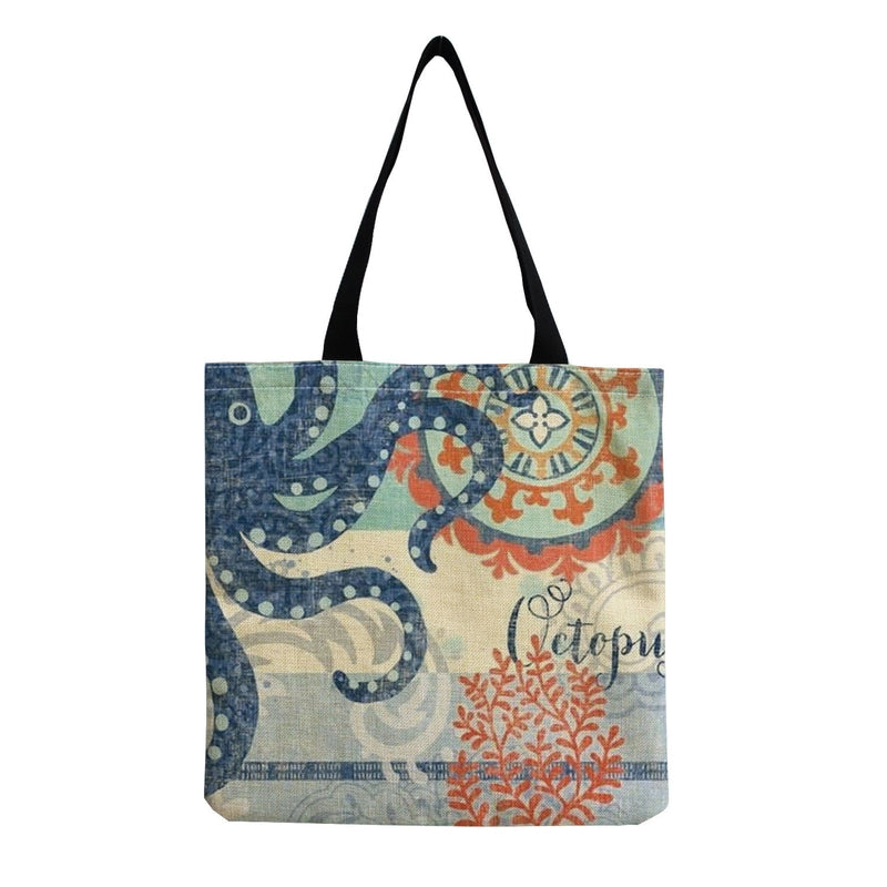 Women’s Medium Linen Animal Beach Square Open Shopping Bags