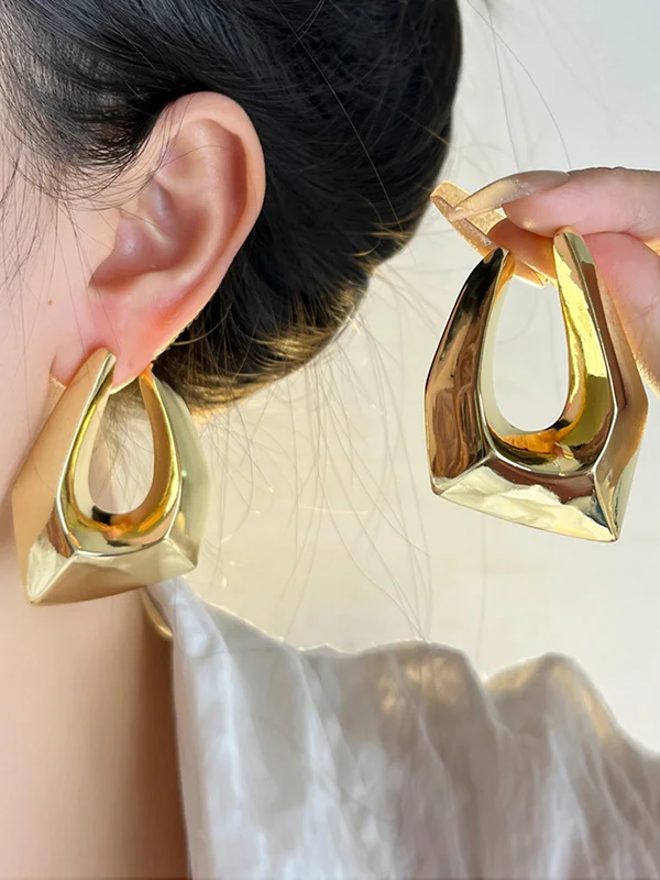 Hollow Geometric Normcore Drop Earrings