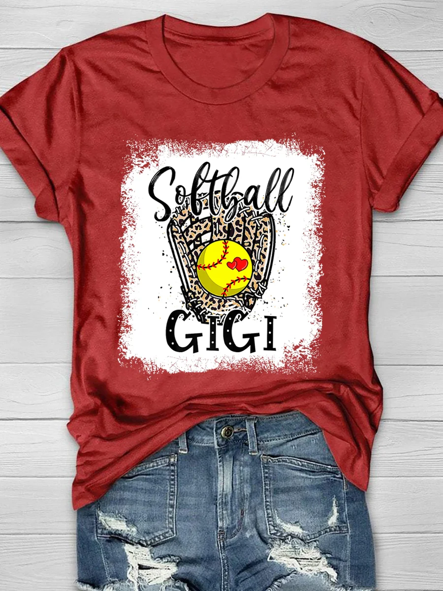 Softball Gigi Leopard Print Short Sleeve T-Shirt