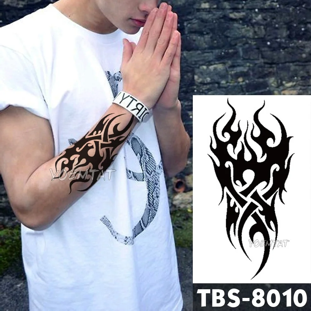Sdrawing Temporary Tattoo Sticker Yin Yang Dragon Feather Wings Flash Tattoos Wolf Totem Body Art Arm Fake Tatoo Men