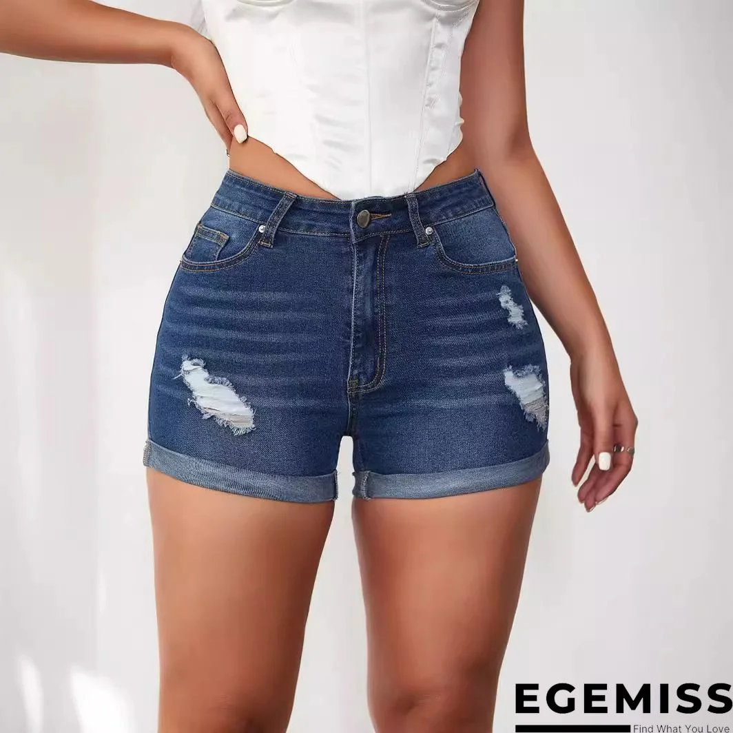 Deep Blue Fashion Casual Patchwork Bandage High Waist Regular Jeans | EGEMISS