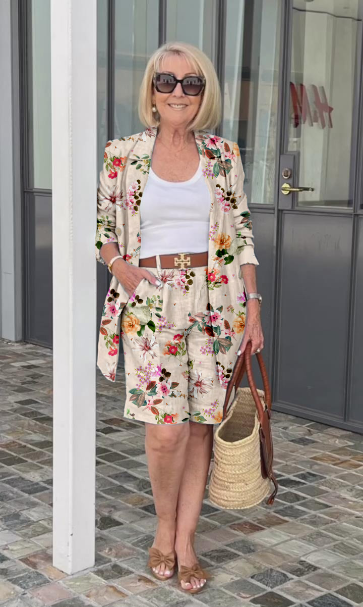 Jaylen Floral Embroidered Top & Shorts Set