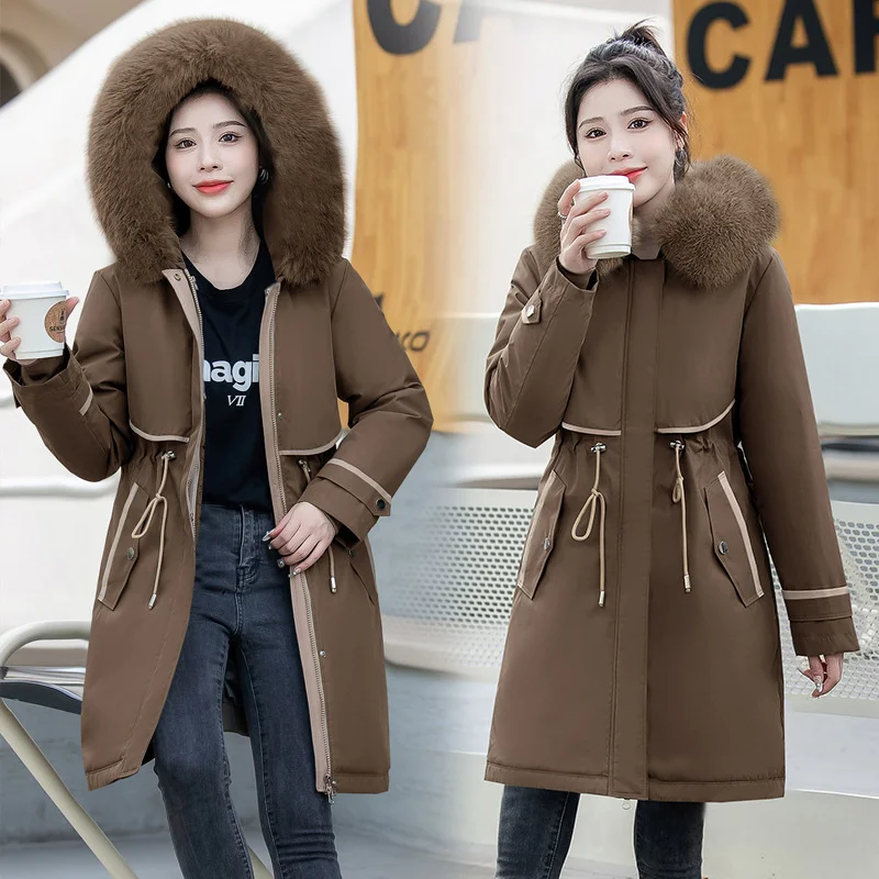 Toloer Send To Overcome The 2024 New Female Winter Down Cotton-Padded Jacket Waist And Thick Large Size Liner Can Be Dismantled Cotton-Padded Jacket Coat-Outfit Ideas