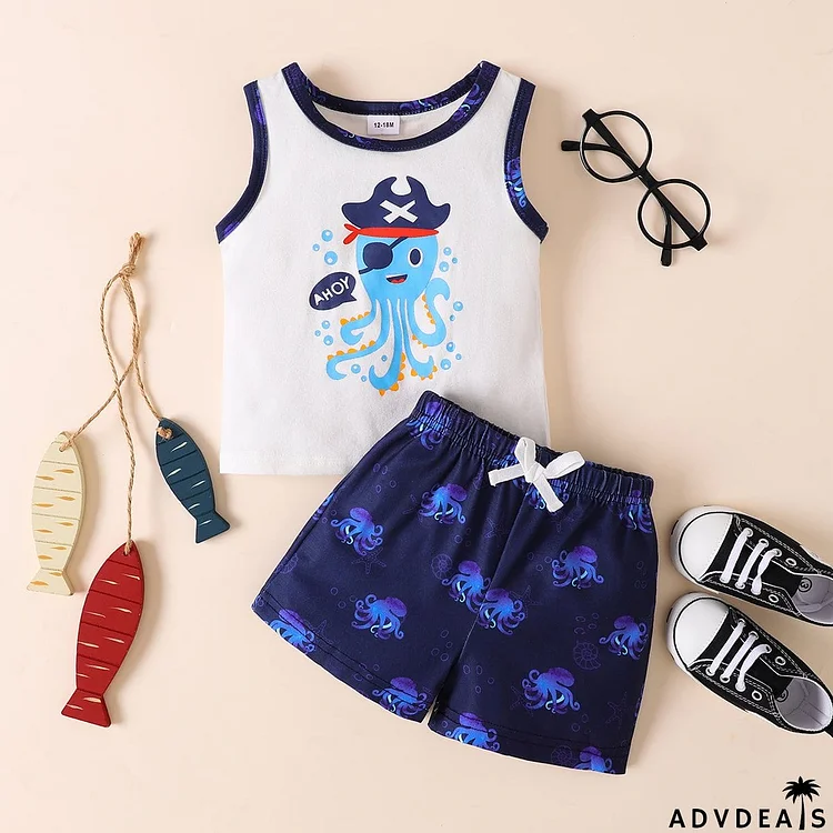 Octopus Graphic Tank and Shorts Set