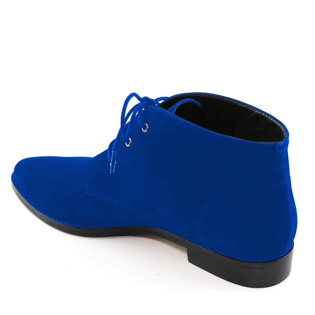 Royal Blue Faux Suede Almond Toe Lace-Up Ladies Oxford Shoes