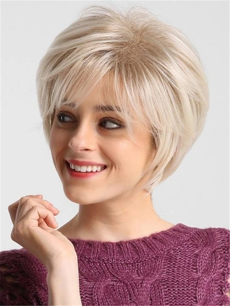 Fashionable Elderly Ladies Short Curly Hair Synthetic Wig